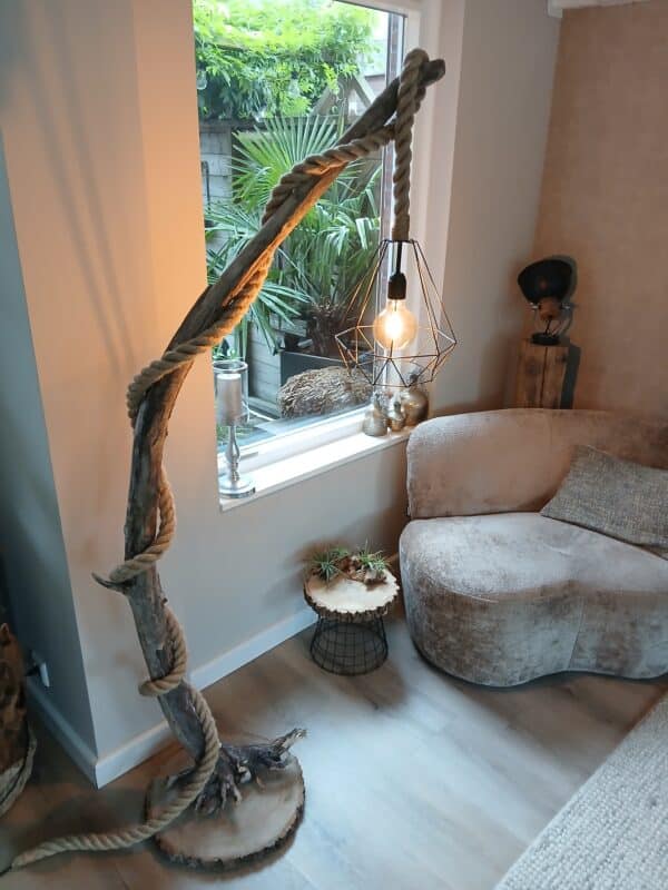Landelijke staande lamp van drijfhout XL