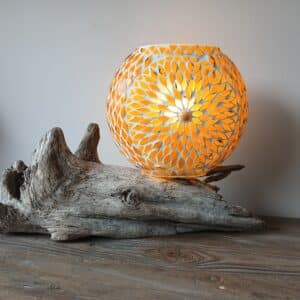 Landelijke slak lamp van drijfhout