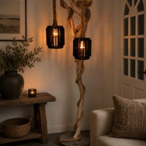Landelijke vloerlamp van drijfhout XXL (alleen ophalen)